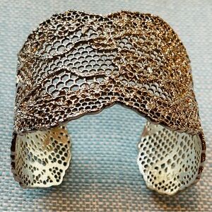 AURELIE BIDERMANN Rose Gold Lace Cuff Bracelet Authentic Jewelry France Like New